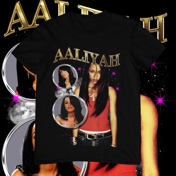 Aaliyah | Retro | Graphic T-shirt | Custom Made | Bootleg | Cotton Tee | Black - Picture 1 of 2